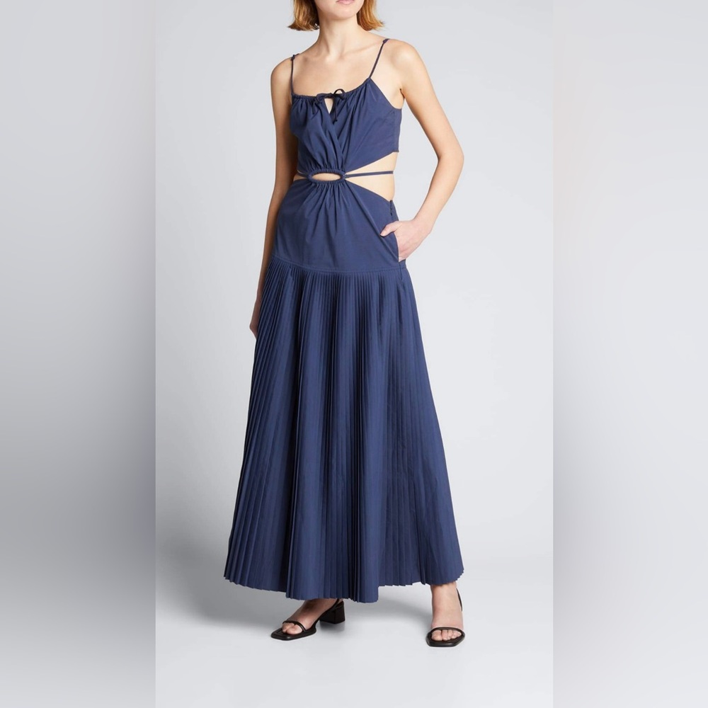 Jonathan Simkhai Rem Pleated Cutout Maxi Dress Size Small